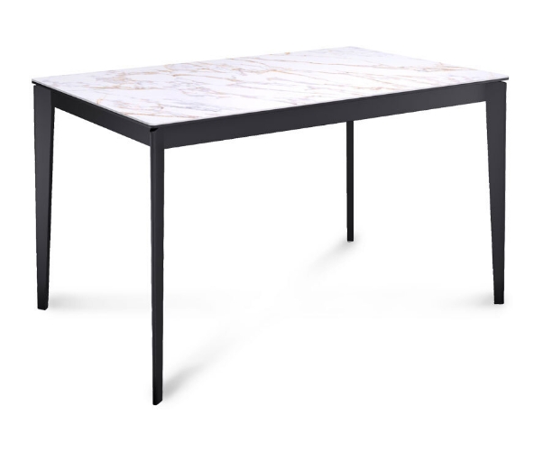 Стол KR1200 черный/керамика мрамор белый глянец