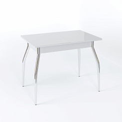 Стол Аспен СТ МП 900(1200)*600*750 Ноги 01 гальваника (стекло Белое глянцевое цвет БЛ)