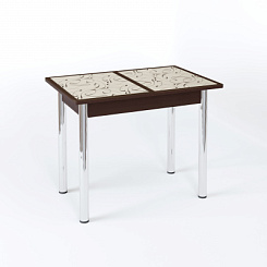 Стол Аспен СТ МП 900(1200)*600*750 Ноги прямые 02 гальваника (стекло Узор коричневый цвет ВН)