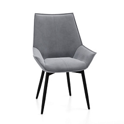 Стул Мики велюр металлокаркас (каркас черный тк. коллекции Велюр серая)