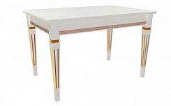 Стол Стар 1200(1700)*800*765 (столешница тон белый RAL9003 / подстолье тон белый RAL9003 + патина золото)