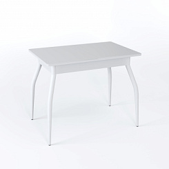 Стол Аспен СТ МП 900(1200)*600*750 Ноги 01 белые (стекло Белое глянцевое цвет БЛ)