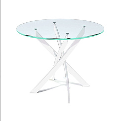 Стол KENNER R1000 белый/стекло прозрачное