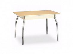 Стол Чикаго СТ МП 1100(1400)*680*750 Ноги 01 (к-кт) гальваника (стекло Бежевое глянцевое цвет КР)