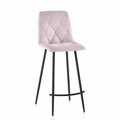 Стул барный Ричи велюр металлокаркас (каркас Барный черный тк. Велюр розовая)