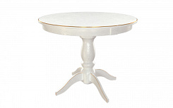 Стол Рич 900(1300)*900*765 (тон белый RAL9003 + патина золото)